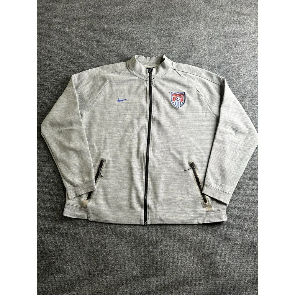 Mens Nike 2015-16 USA Soccer Full Zip Gray Track Jacket, Size 2XL